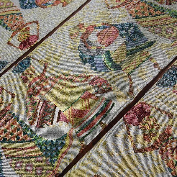 5er Set: Jacquard gewebter Tischläufer und 4 Tischsets, volkstümliches Design image number 2