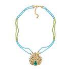 Pfau Quarz Triplette, Apatit Halskette ca. 45 cm + 5 cm Extender, 925 Silber 750 Gelbgold Vermeil ca. 67.21 ct