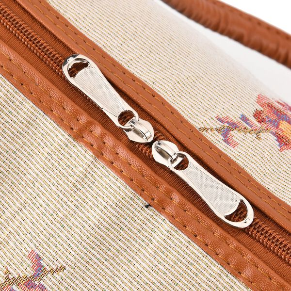 "Life style Color:White with blue butterfly print /Profile:Duffel bag wall(exterior):Polyester    Lining(interior): polyester; Pockets(exterior):Zipped-1 Pockets(interior):none Measurement:45*23*27cm         " image number 7