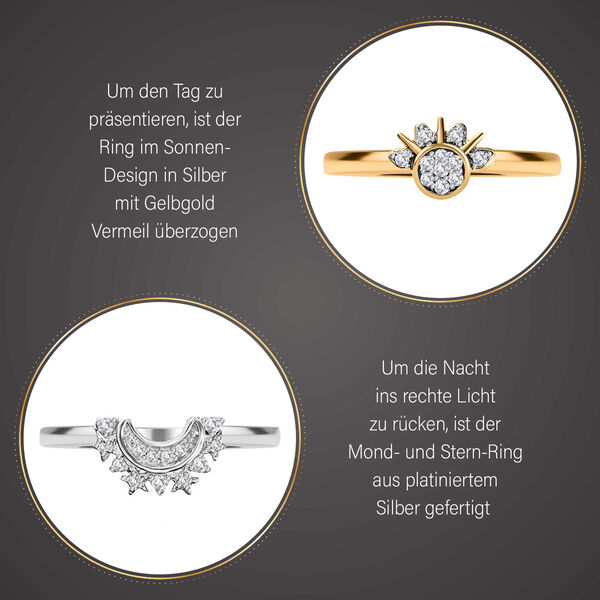 Funkelndes Sonnen- und Mond-Ring-Set image number 4