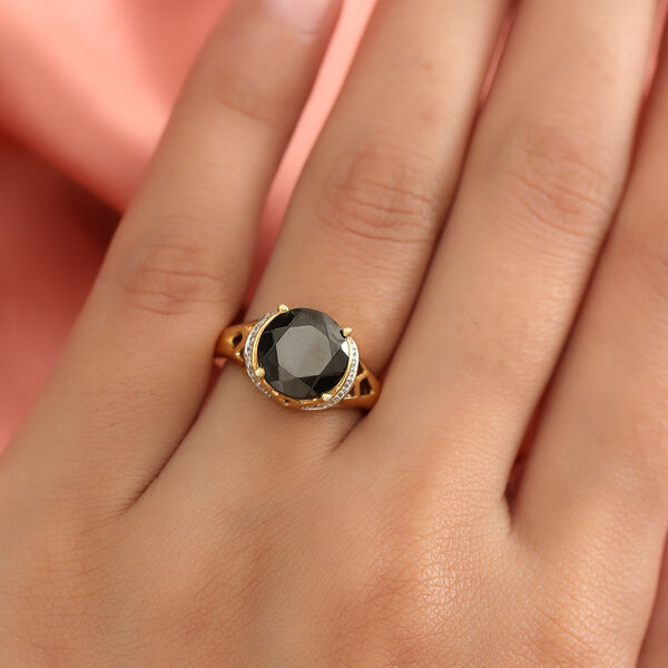 Elite Shungit und Zirkon Ring 925 Silber vergoldet  ca. 2,64 ct image number 3