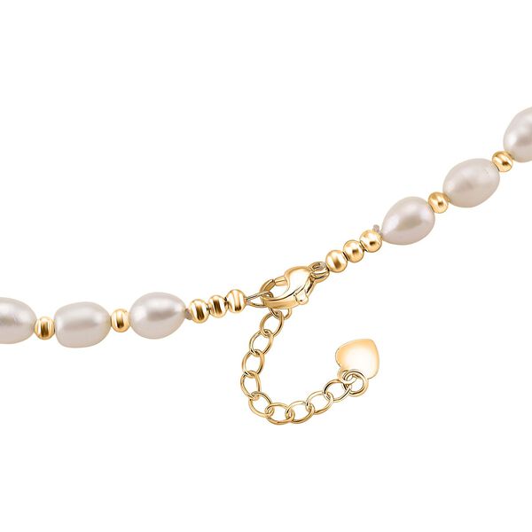 Wei&szlig;e S&uuml;&szlig;wasser Perle, Zirkonia Halskette, ca. 45cm + 2.5cm extender, Nickelfreies Messing gelb vergoldet image number 4