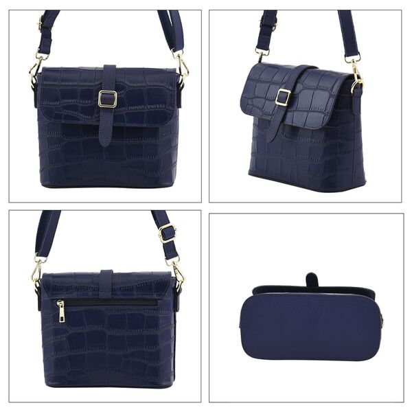 Crossbody Tasche aus 100% echtem Leder mit RFID Schutz, Gr&ouml;&szlig;e 20x9,5x18 cm, Blau image number 4