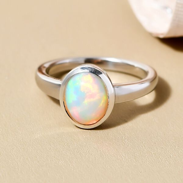 &Auml;thiopischer Opal Solit&auml;r Ring 925 Silber Platin-&Uuml;berzug image number 2