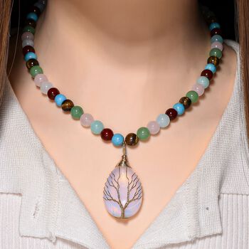 Opalit, Mehrfarbig Edelsteine Halskette ca. 45 cm+ 5 cm, Std Gelb ca. 230.00 ct