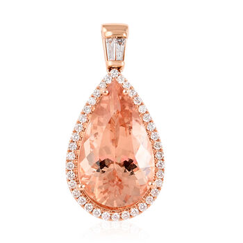 ILIANA AAA Morganit und wei&szlig;er Diamant-Anh&auml;nger SI G-H, zertifiziert und gepr&uuml;ft, 750 Ros&eacute;gold ca. 10.40 ct