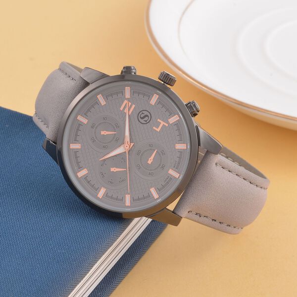 STRADA -Uhr mit grauem Lederband, 23 cm, ca. 29,00g image number 2