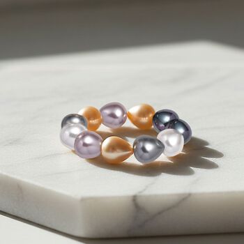 Flexibles mehrfarbiges Tropfen Muschelkernperle Armband