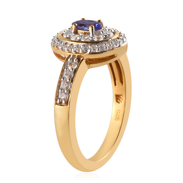 AAA Tansanit und Zirkon-Ring, 925 Silber vergoldet  ca. 0,75 ct image number 5