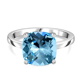 J Francis gefertigt mit SWAROVSKI Aquamarin Kristall Ring 925 Silber platiniert (Gr&ouml;&szlig;e 17.00)