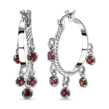 Rote Granat Creolen, Edelstahl ca. 3.57 ct