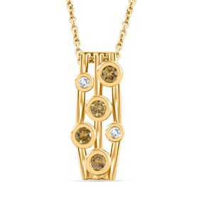 AA natürlicher goldener Tansanit und Zirkon Anhänger mit 50cm Kette - 0,52 ct.