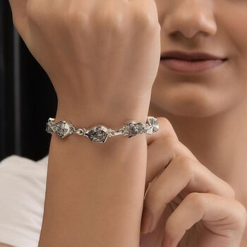 Muonionalusta Meteorit-Armband, ca. 19 cm, 925 Silber ca. 91.00 ct