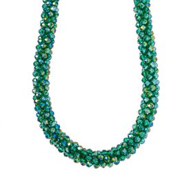 Weißer Kristall, Neongrüner Kristall Halskette ca. 50 cm