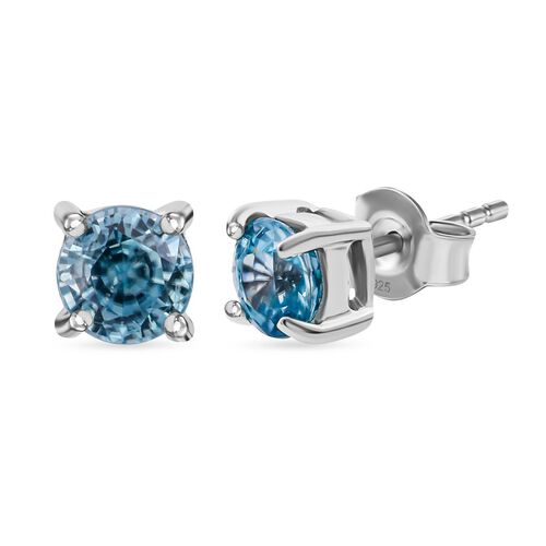Blauer Zirkon Ohrringe 925 Silber rhodiniert ca. 1.64 ct image number 0