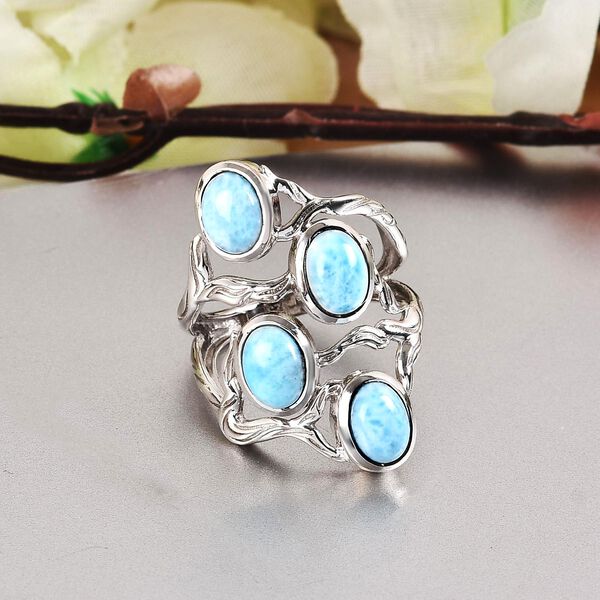 Larimar Ring  925 Silber Platin-&Uuml;berzug image number 2