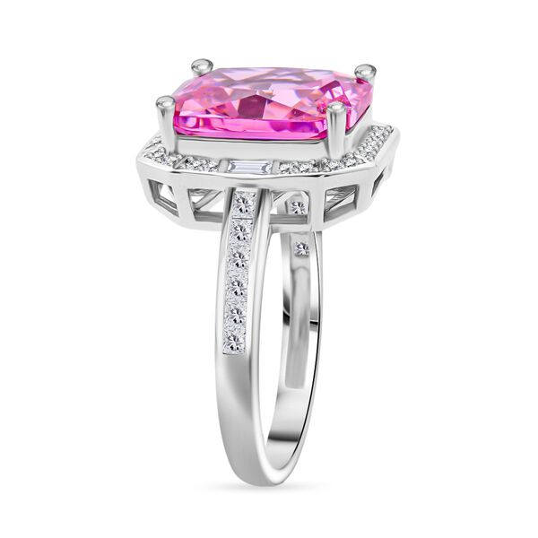 LUSTRO STELLA Rosa Saphir-farbener und wei&szlig;er Zirkonia Ring - 11,70 ct. image number 4