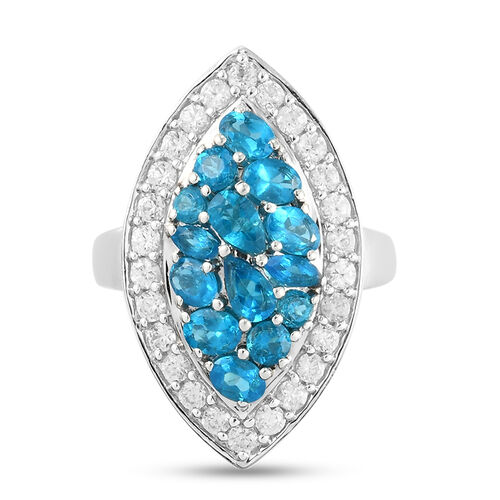 Neon-Apatit-Ring, 925 Silber platiniert  ca. 3,10 ct image number 0