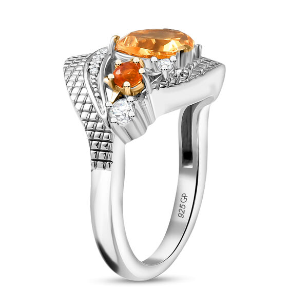 GP - AA Citrin, Feueropal Ring 925 Silber Rhodiniert und 750 Gelbgold Vermeil (Gr&ouml;&szlig;e 17.00) ca. 2,00 ct image number 6