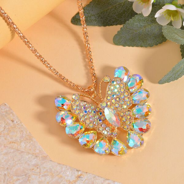 Mehrfarbiger Kristall Schmetterling Halskette, 70 cm image number 2