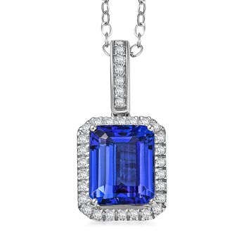 Rhapsody AAAA Tansanit, Wei&szlig;er Diamant Schmuckset ca. 50 cm 950 Platin ca. 3,97 ct.