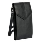 100% echte Leder Crossbody Handy-Brieftasche mit RFID Schutz, Schwarz image number 1