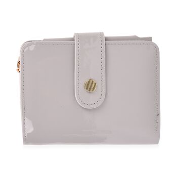 Gl&auml;nzende Geldb&ouml;rse aus PU-Leder mit RFID-Schutz, 12&times;9,5cm, Hellgrau