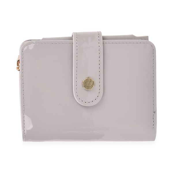 Gl&auml;nzende Geldb&ouml;rse aus PU-Leder mit RFID-Schutz, 12&times;9,5cm, Hellgrau