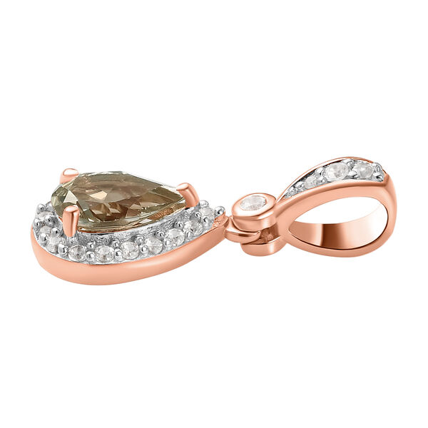 AAA Turkizit und wei&szlig;er Zirkon-Anh&auml;nger, 925 Silber Ros&eacute;gold Vermeil ca. 1.12 ct image number 4