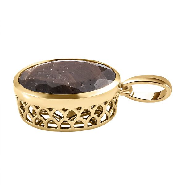 Schokoladen Saphir Anh&auml;nger, 925 Silber Gelbgold Vermeil ca. 15.38 ct image number 4