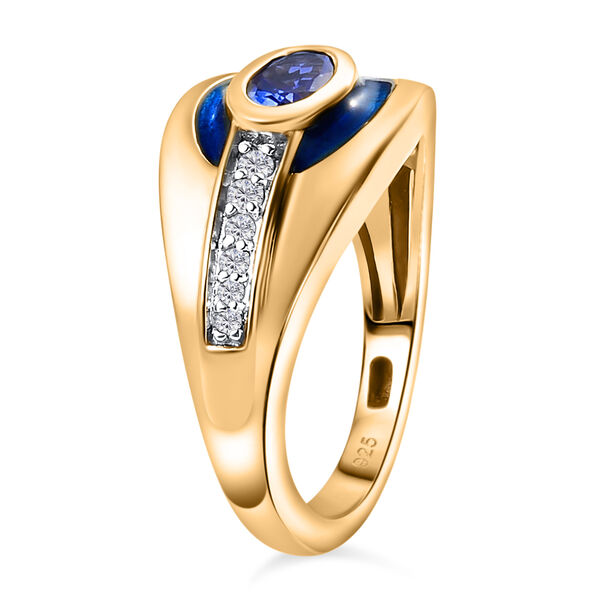 Tansanit und Zirkon Ring 925 Silber vergoldet  ca. 0,56 ct image number 5