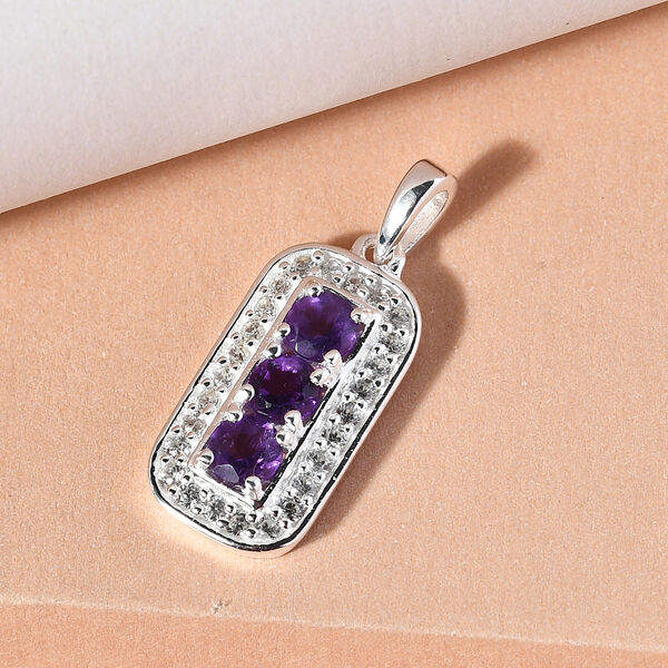 Afrikanischer Amethyst und Zirkon Anh&auml;nger 925 Silber image number 3