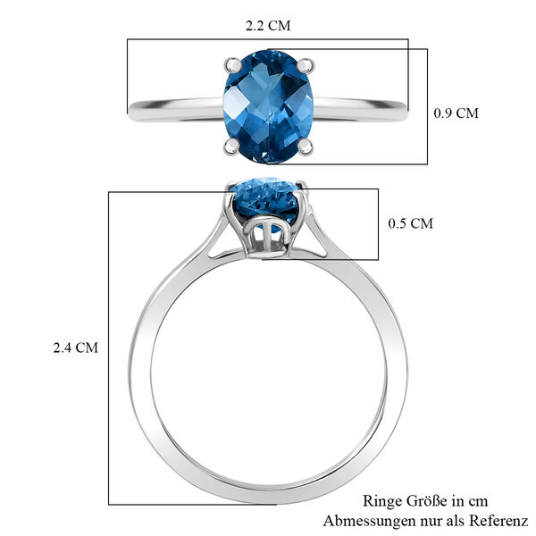 London Blau Topas Ring 925 Silber rhodiniert (Größe 18.00) ca. 1,47 ct image number 6