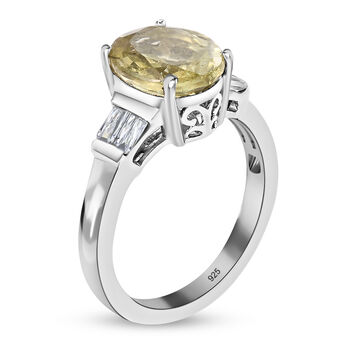 Gelber Apatit und Zirkon Ring 925 Silber platiniert  ca. 2,91 ct