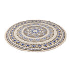 Handgewebter Teppich aus 100% Baumwolle, 150 cm Durchmesser, Mandala Schwarz image number 2