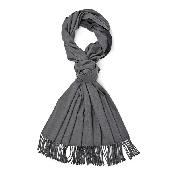 Eleganter Ombre-Schal mit Fransen, 68x180 cm, Steingrau image number 1