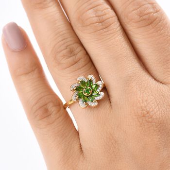 Nat&uuml;rlicher Chromdiopsid Ring 925 Silber vergoldet (Gr&ouml;&szlig;e 17.00) ca. 1,07 ct