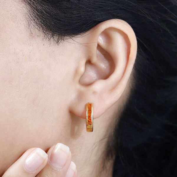 AA Salamanca Feueropal Ohrringe 925 Silber 750 Gelbgold Vermeil ca. 0.75 ct image number 3