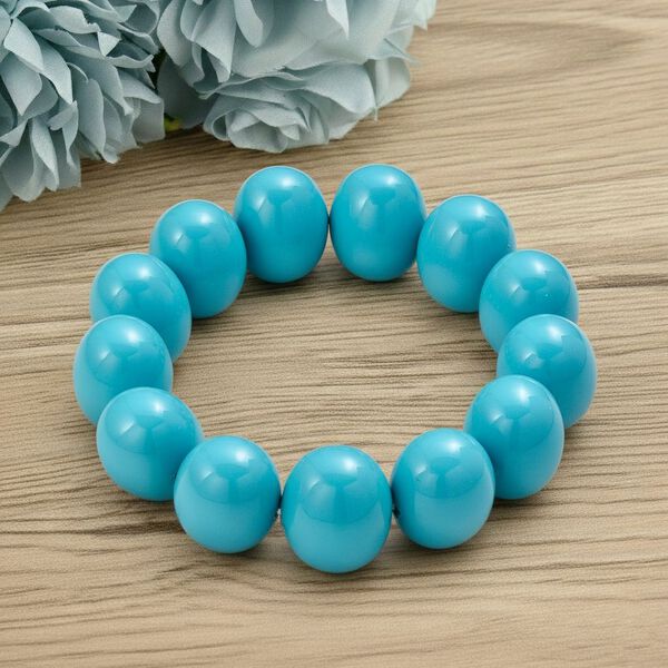 Flexibles Sleeping Beauty t&uuml;rkisfarbenes Muschelkernperle Armband image number 2