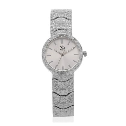 STRADA - Japanisches Uhrwerk, Wei&szlig;es Zifferblatt mit silberplattiertem Alloy Armband, 20 cm