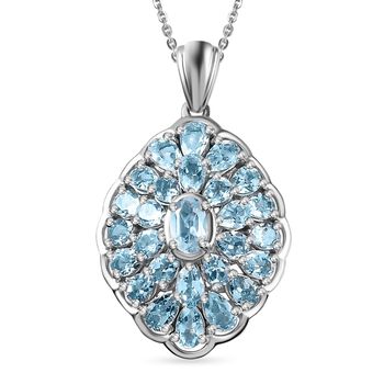 Himmelblauer Topas Anh&auml;nger mit Kette, 925 Silber rhodiniert, ca. 5.50 ct