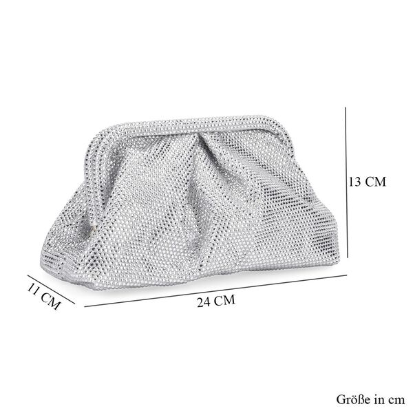 Clutch mit Metallschulterriemen, 24x11x13cm, Silber image number 5