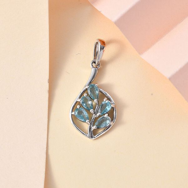 Paraiba-Apatit Anhänger 925 Silber platiniert ca. 1.08 ct image number 2