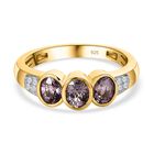 AA Natürlicher Tansanischer Lavendel-Spinell, Weißer Zirkon Ring, 925 Silber Gelbgold Vermeil, (Größe 18.00) ca. 1.38 ct