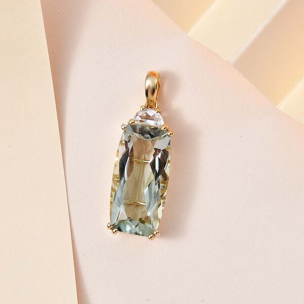 AA Prasiolith und Topas Anhänger - 11,26 ct. image number 2