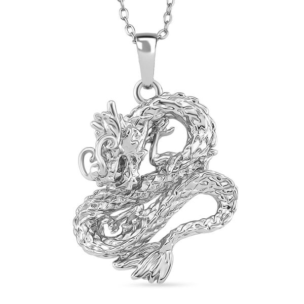 Drachen-Anh&auml;nger mit 44,5+5cm Kette in Silberton