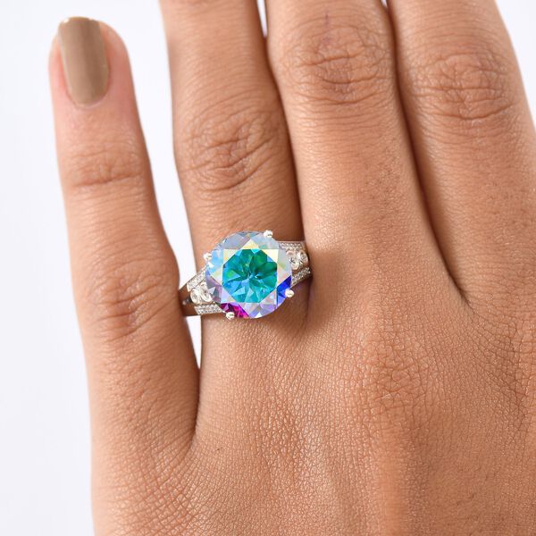 D'Joy Merkur mystischer Topas, Weißer Zirkon Ring 925 Silber rhodiniert (Größe 20.00) ca. 7,70 ct image number 2