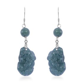 Natürliche, geschnitzte Jade Ohrringe - 30 ct.