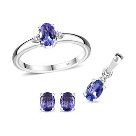 AA Tansanit und Zirkon Schmuckset - 1,71 ct.