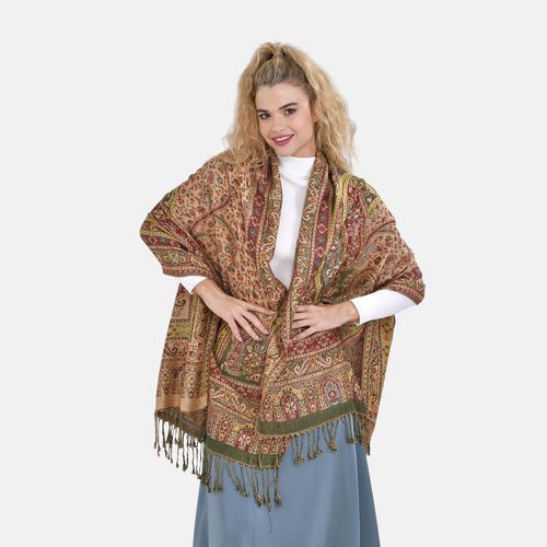 Damen Schal mit Fransen, Gelb image number 2